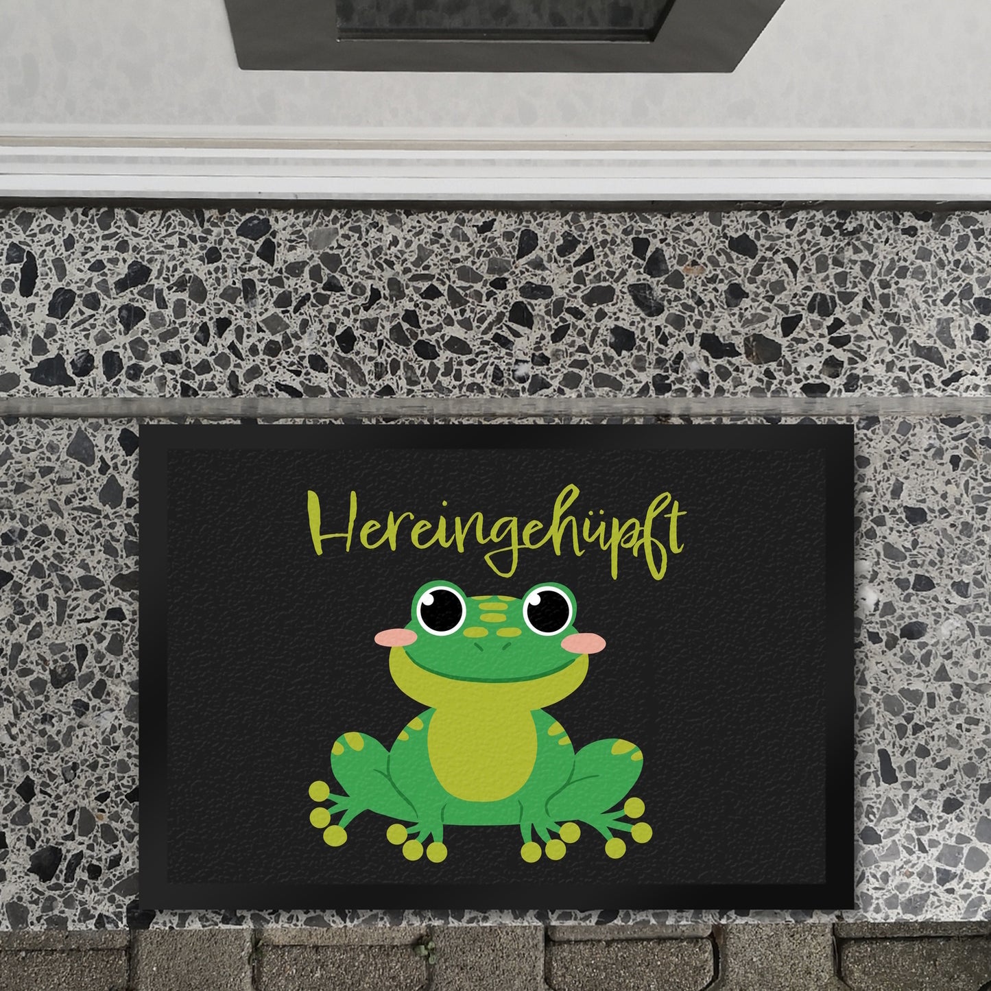 Hereingehüpft Fußmatte XL in 40x60 cm mit süßem Frosch