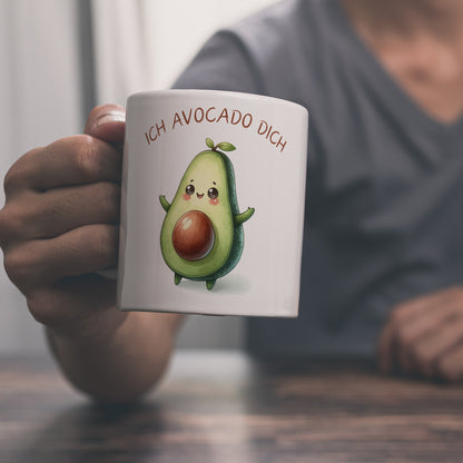 Avocado Kaffeebecher mit Spruch Ich Avocado dich