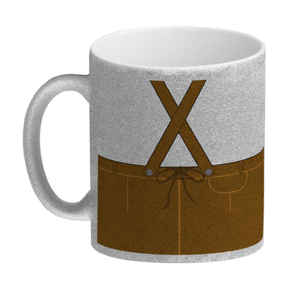 Lederhosen-Motiv Glitzer-Kaffeebecher