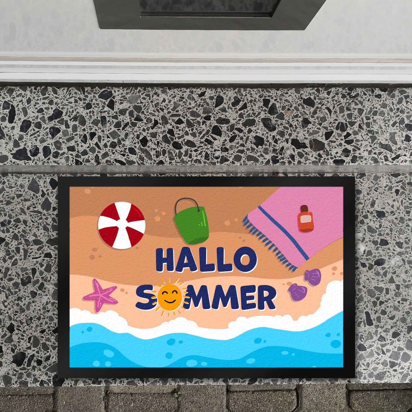 Hallo Sommer Fußmatte XL in 40x60 cm mit Strandmotiv