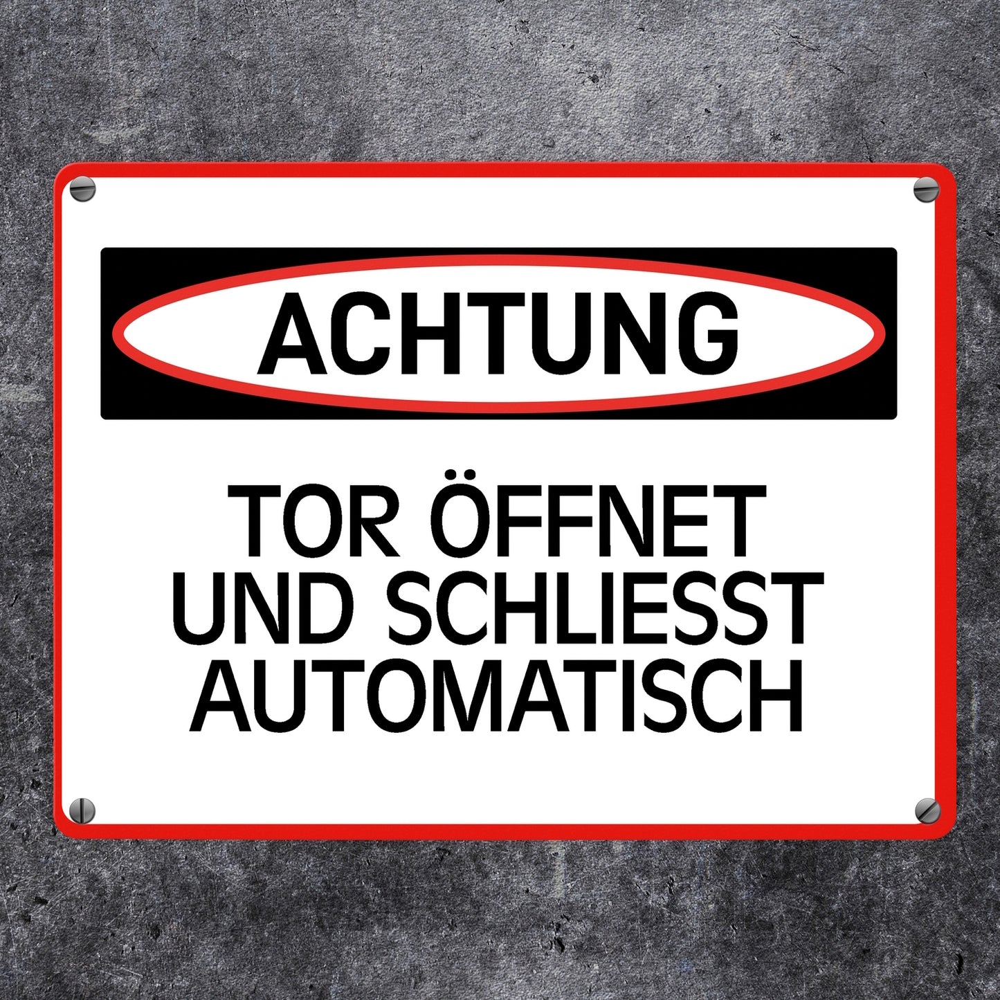 Tor öffnet und schließt automatisch Warn- und Hinweisschild im modernen Design