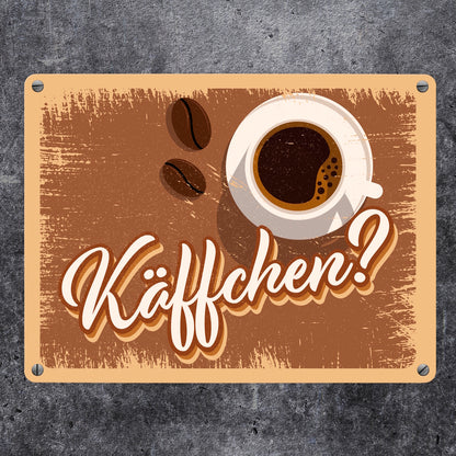 Käffchen? Metallschild im Retrolook mit Kaffee-Motiv