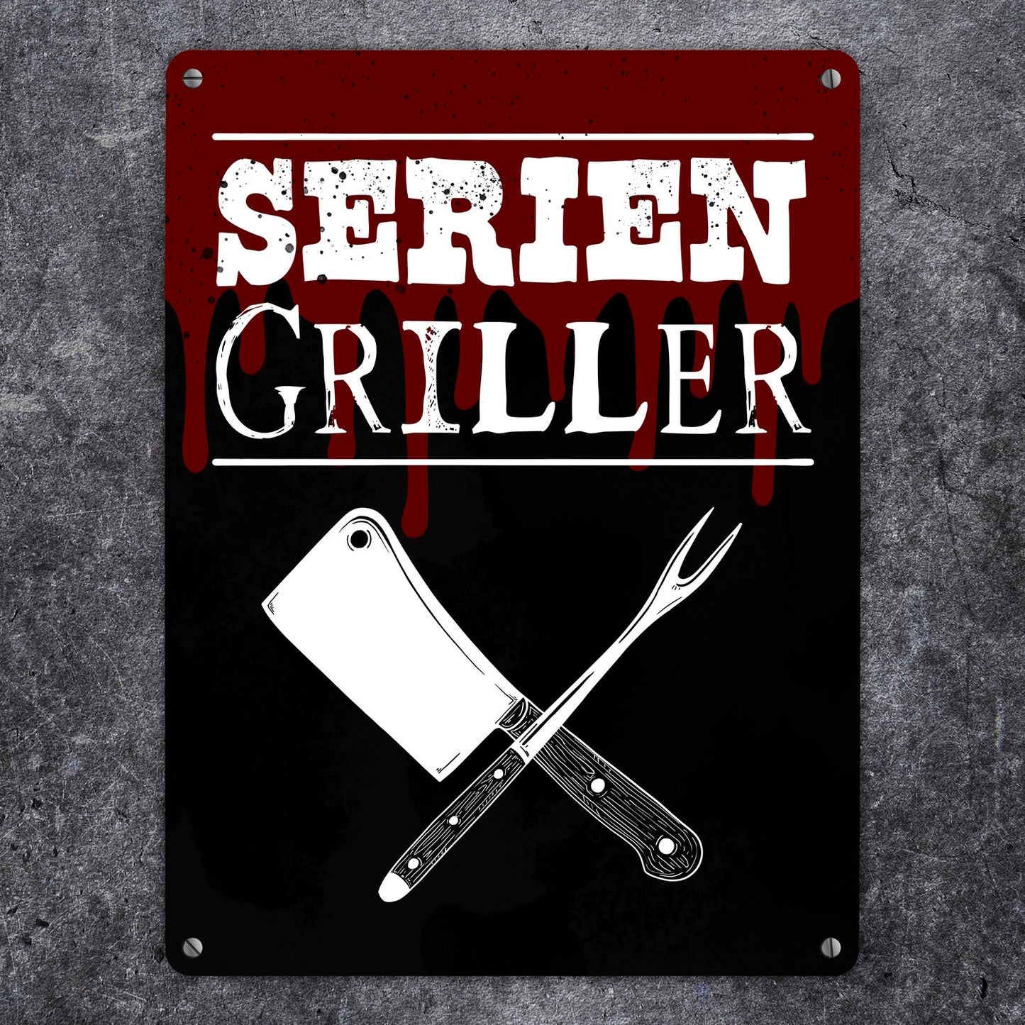 Seriengriller Metallschild XL in 21x28 cm für den Grill als Gartendeko