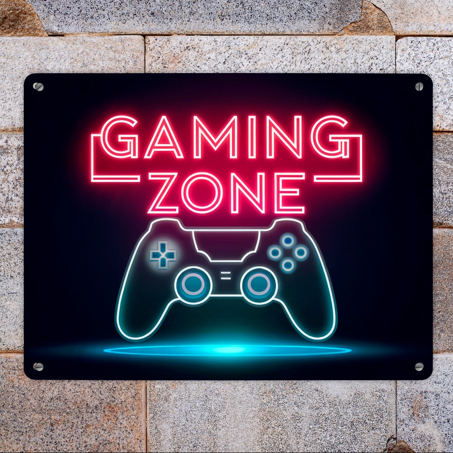 Gaming Zone Controller Fußmatte in Metallschild XL in 21x28 cm