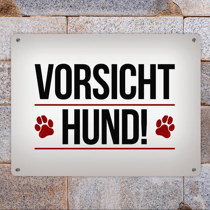 Metallschild XL mit Spruch: Vorsicht Hund!