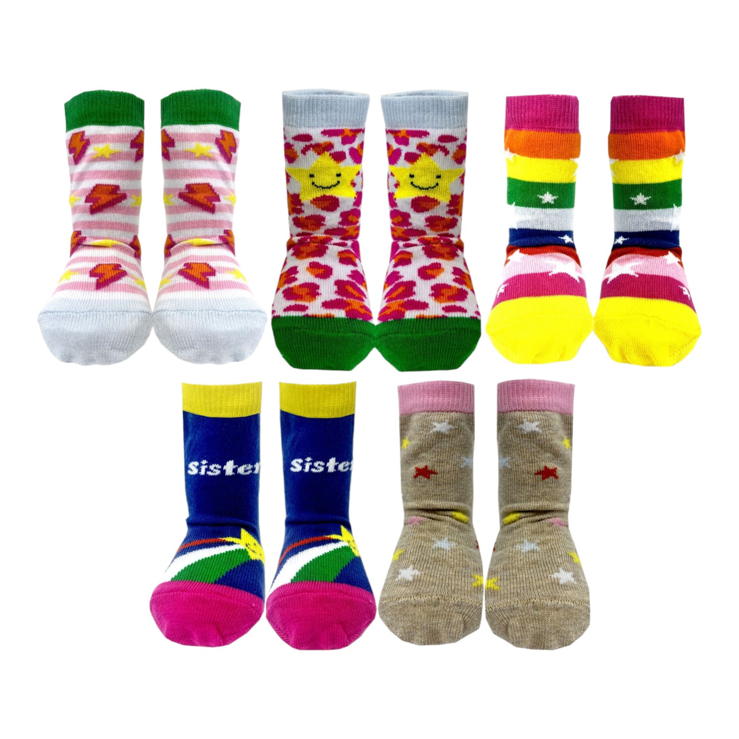 Beste Schwester Cucamelon Socken Kindersocken für 2-4-Jährige mit Geschenkverpackung (5 Paare)