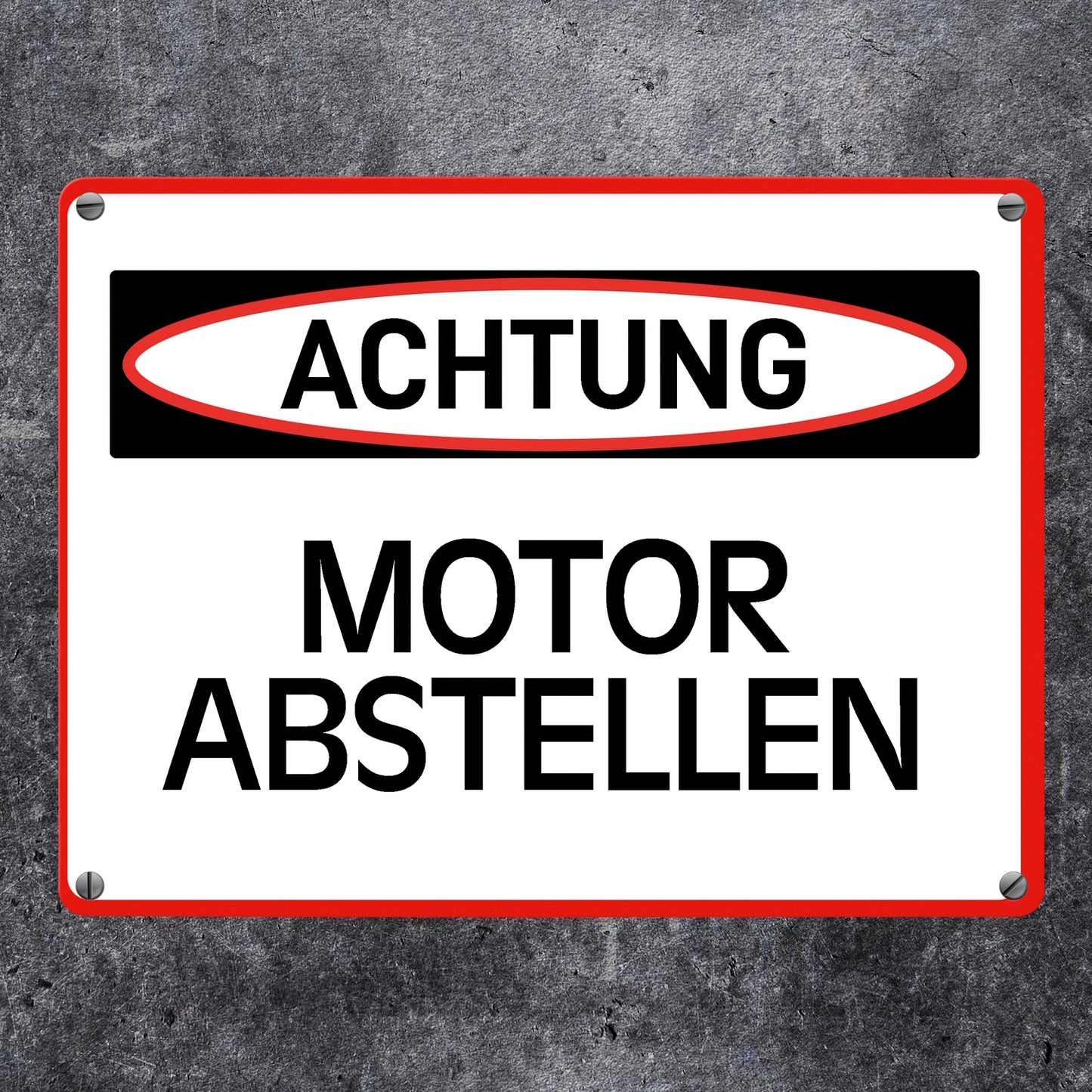 Motor abstellen Warn- und Hinweisschild im modernen Design