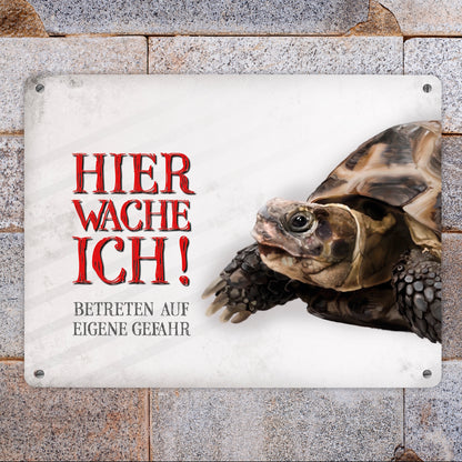 Metallschild XL mit Schildkröte Motiv und Spruch: Betreten auf eigene Gefahr ...