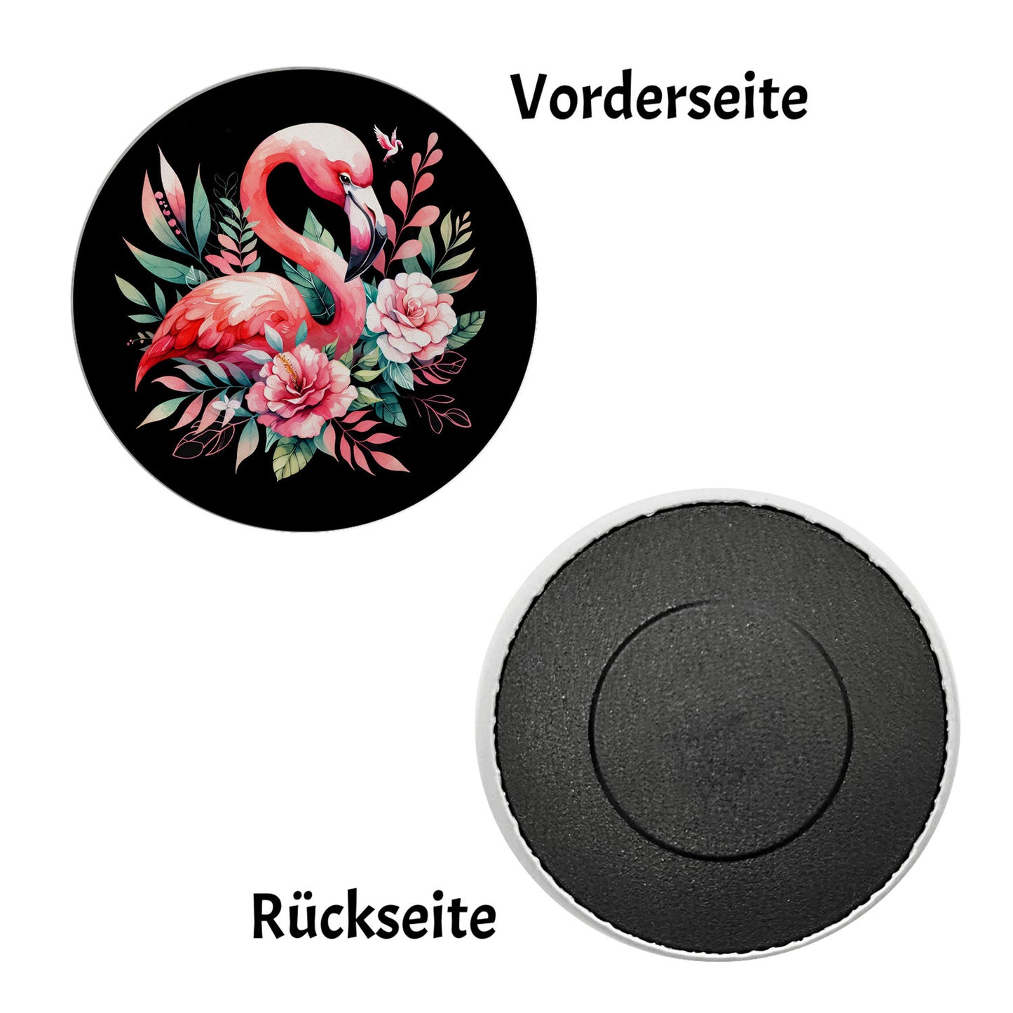 Rosa Flamingo Magnet rund