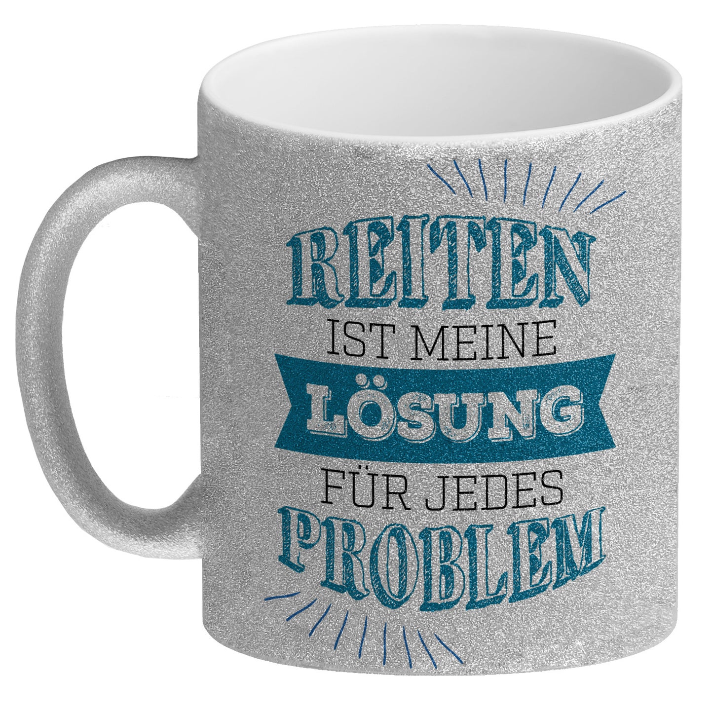 Reiten ist meine Lösung für jedes Problem Glitzer-Glitzer-Kaffeebecher