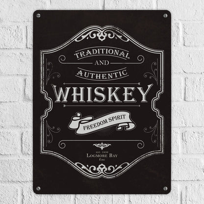 Metallschild XL mit Spruch: Whiskey Logo