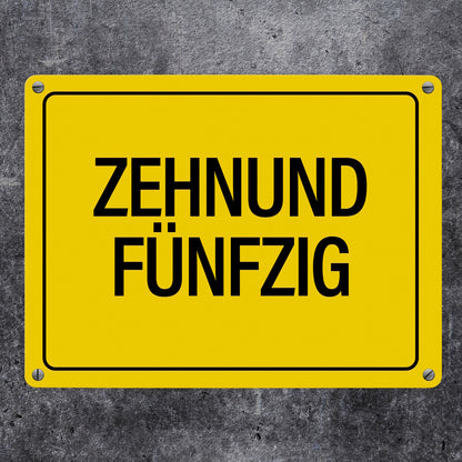 60. Geburtstag Metallschild mit Spruch: Zehnundfünfzig