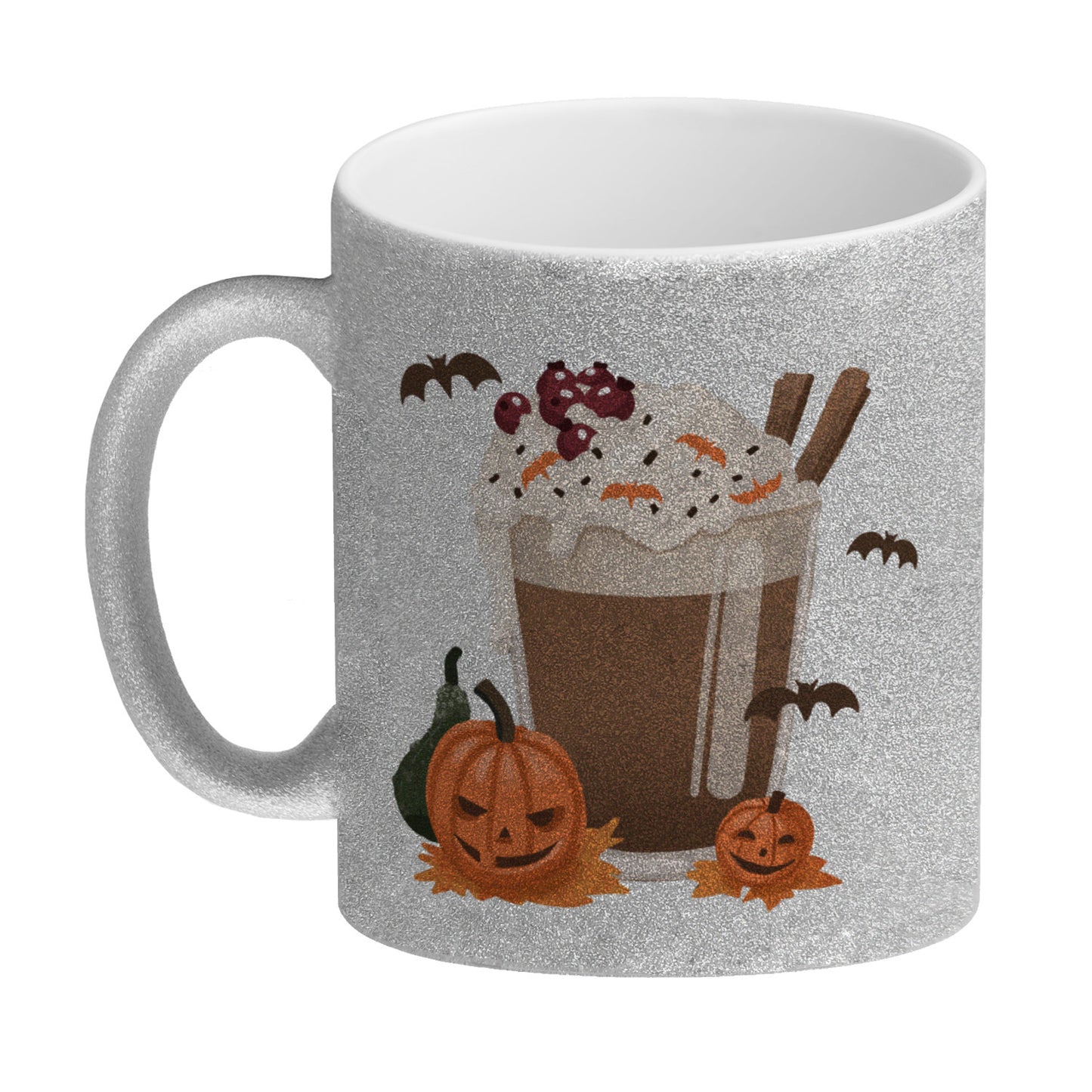 Pumpkin Spice Latte Glitzer-Kaffeebecher für Halloween