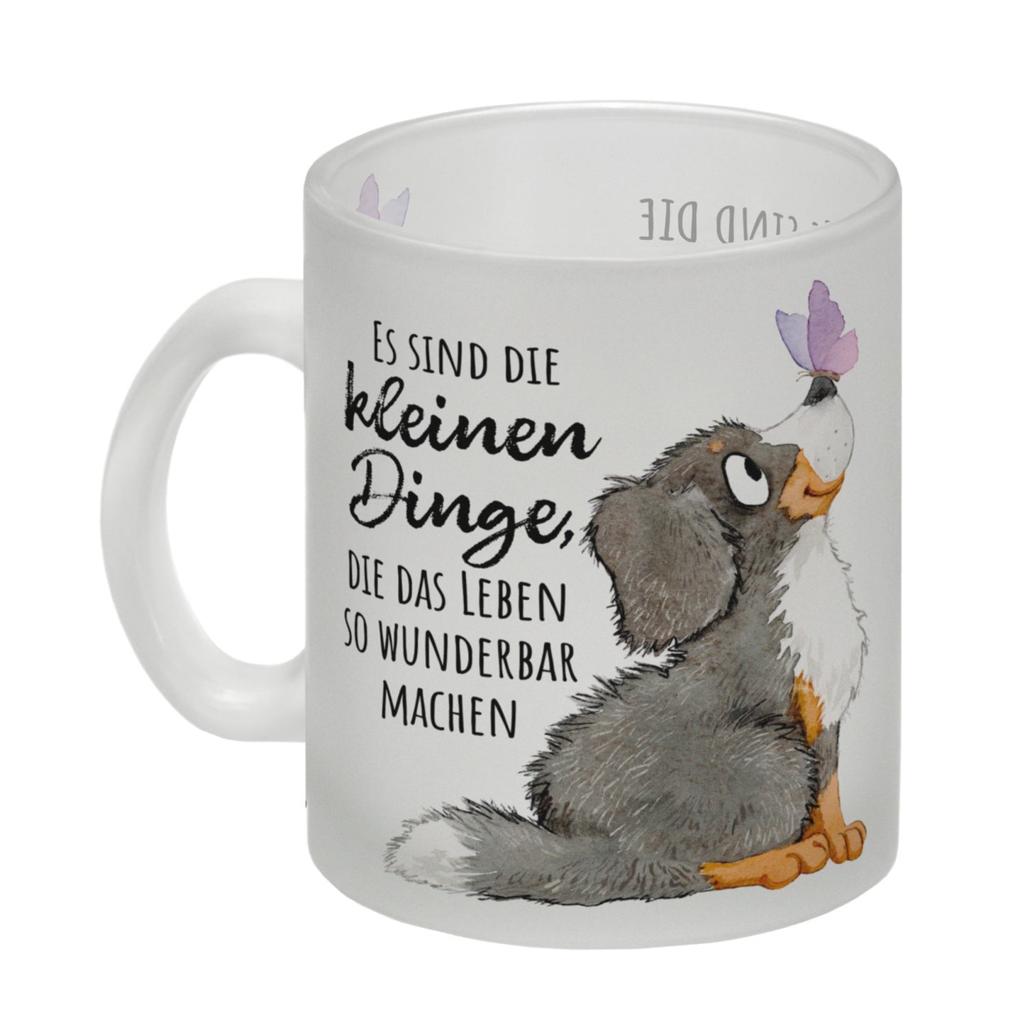 Hund Glas Tasse mit Spruch Die kleinen Dinge machen das Leben so wunderbar