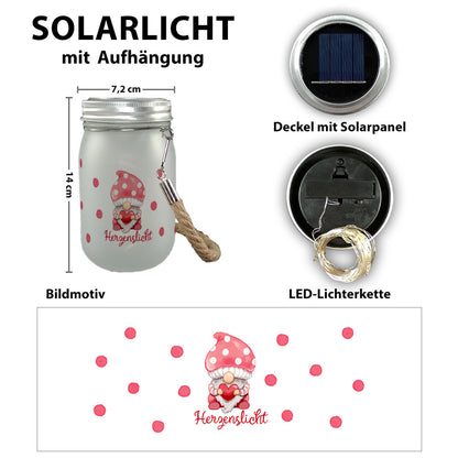 Wichtel Solarlicht mit Spruch Herzenslicht