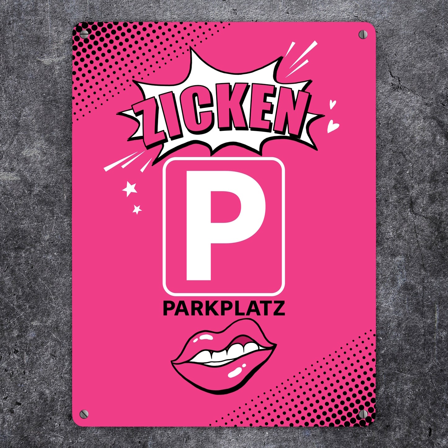 Zicke Metallschild XL in 21x28 cm mit Spruch Zicken Parkplatz