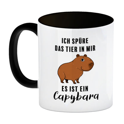 Ich spüre das Tier in mir – es ist ein Capybara Kaffeebecher in schwarz