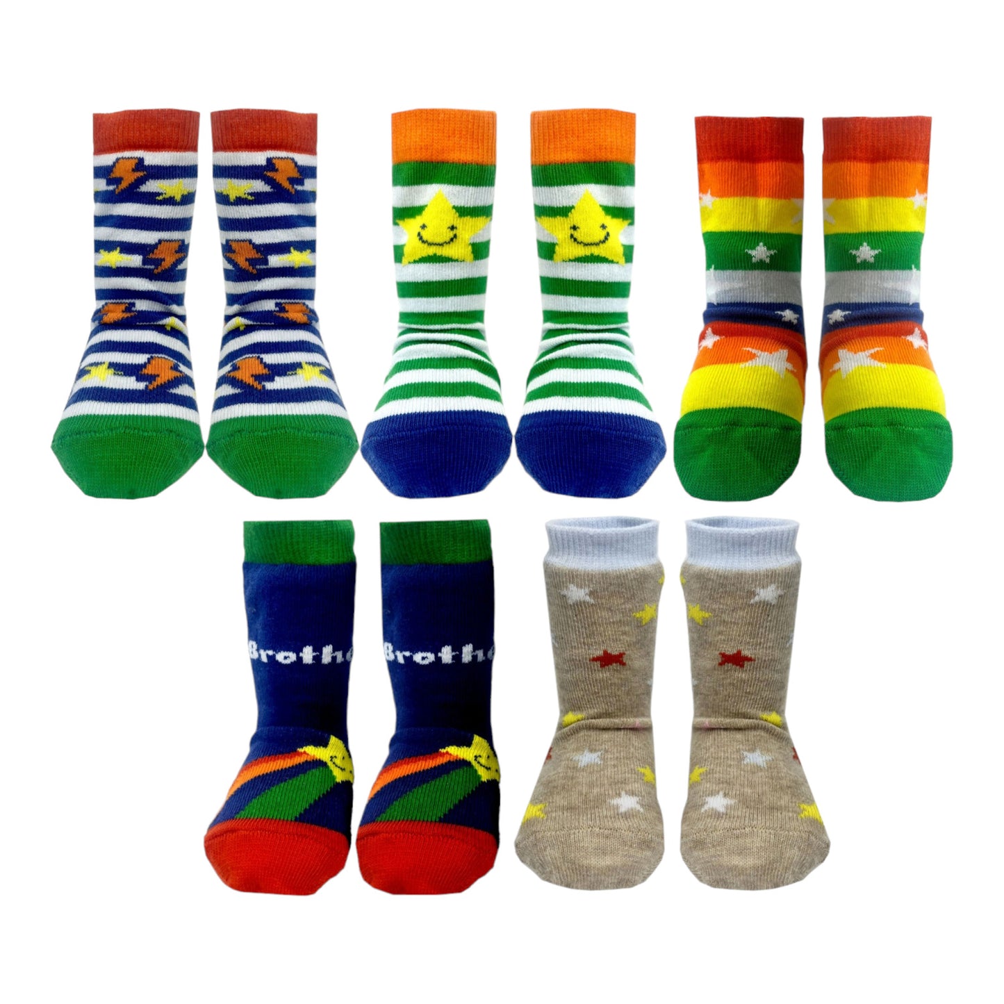 Bester Bruder Cucamelon Socken Kindersocken für 2-4-Jährige mit Geschenkverpackung (5 Paare)