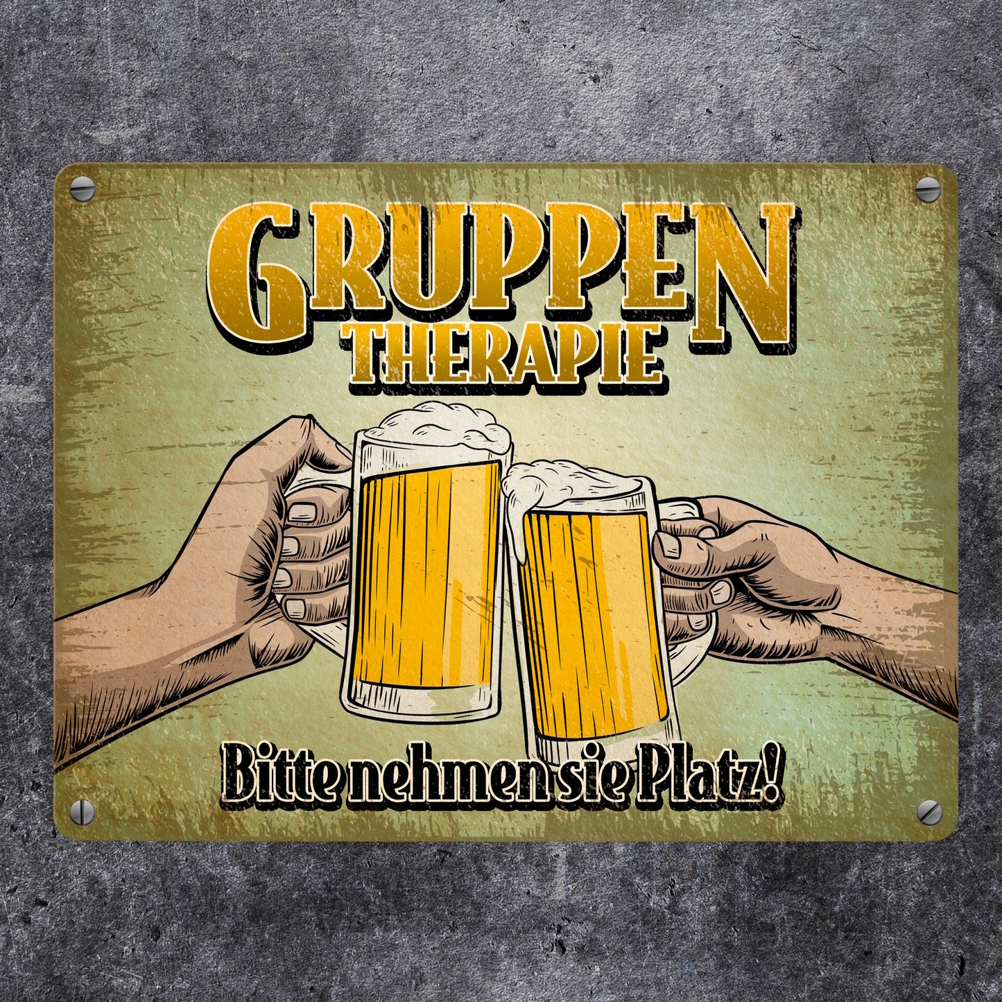 Gruppentherapie Bier Metallschild Retrolook