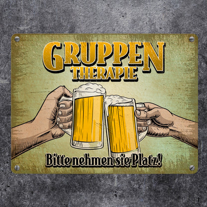 Gruppentherapie Bier Metallschild Retrolook