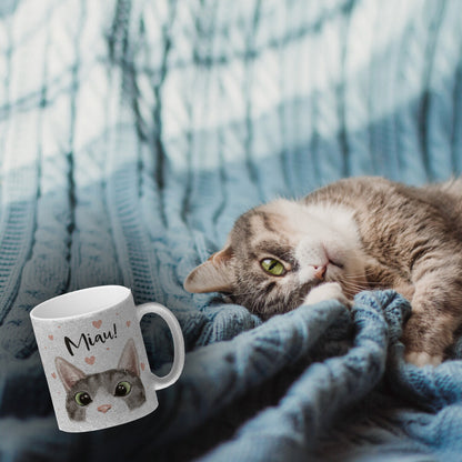 Miau Katze Glitzer-Kaffeebecher