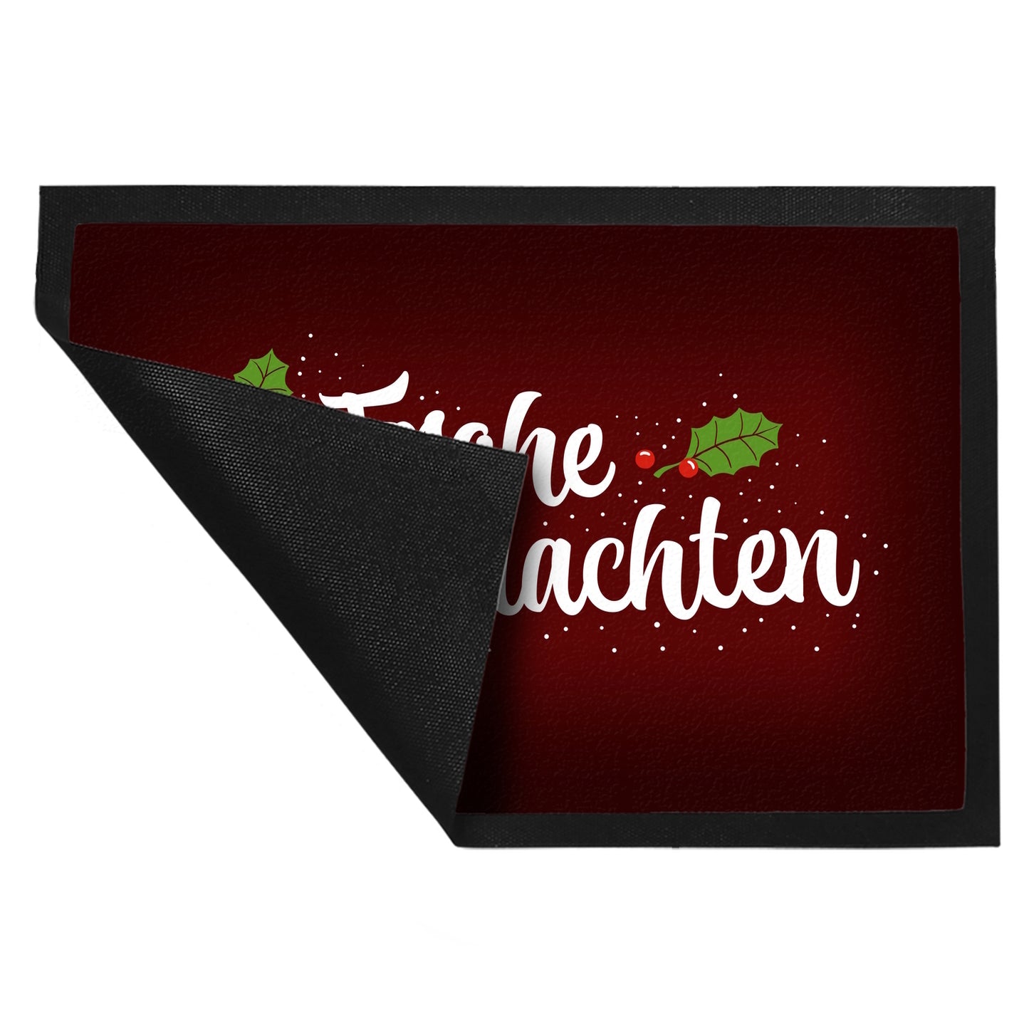 Frohe Weihnachten Fußmatte XL mit Blätter und Beeren Motiv