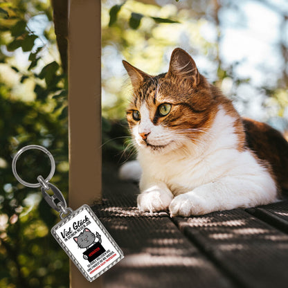 Glückwunsch zur Flucht, Verräter Mittelfinger Schlüsselanhänger mit Bordüre mit Katze