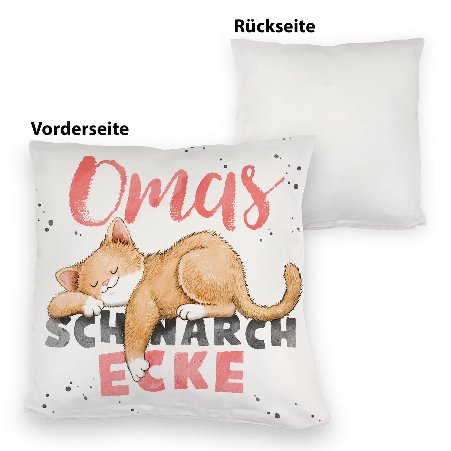 Orange Katze Kuschelkissen mit Spruch Omas Schnarchecke