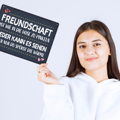 Metallschild XL mit Herz Motiv und Spruch: Freundschaft ist wie in die ...