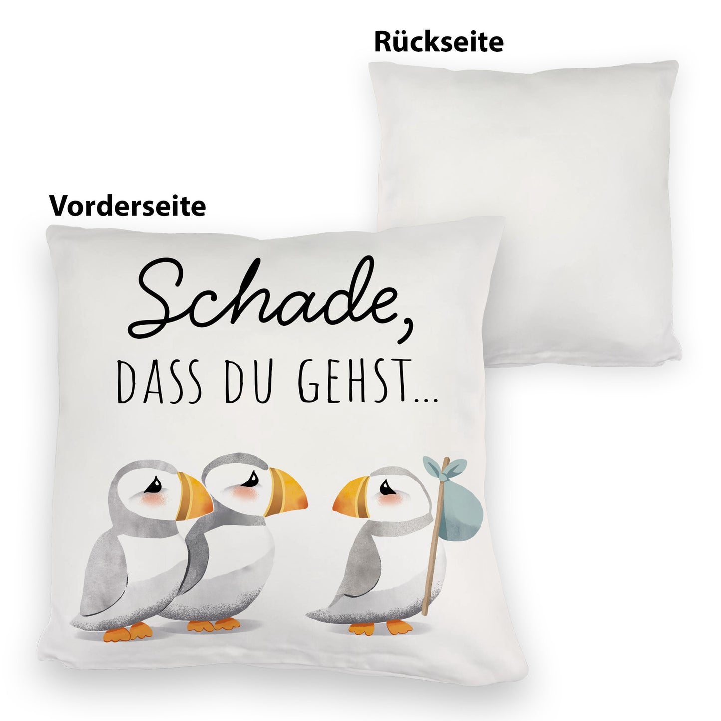 Schade, dass du gehst Papageitaucher Kuschelkissen Abschied Kollege