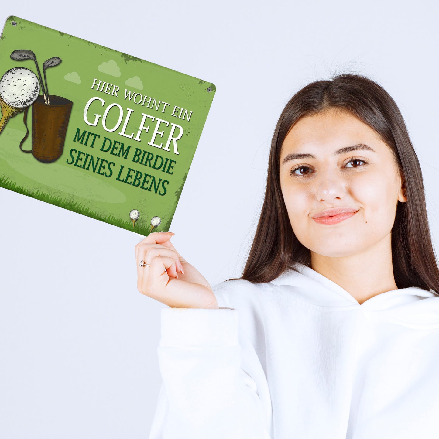 Metallschild XL mit Spruch: Hier wohnt ein Golfer - mit ...