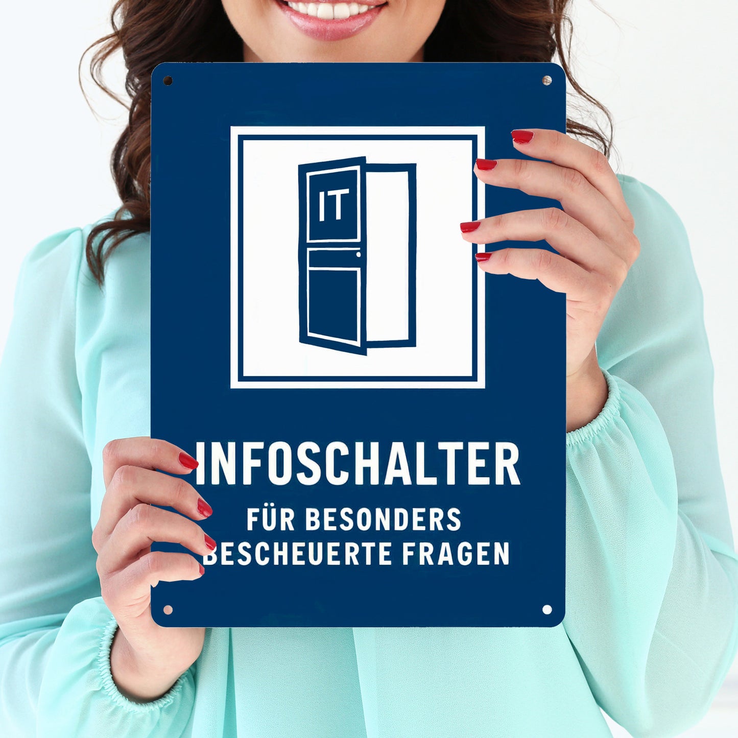 IT-Infoschalter für bescheuerte Fragen - Metallschild XL in 21x28 cm