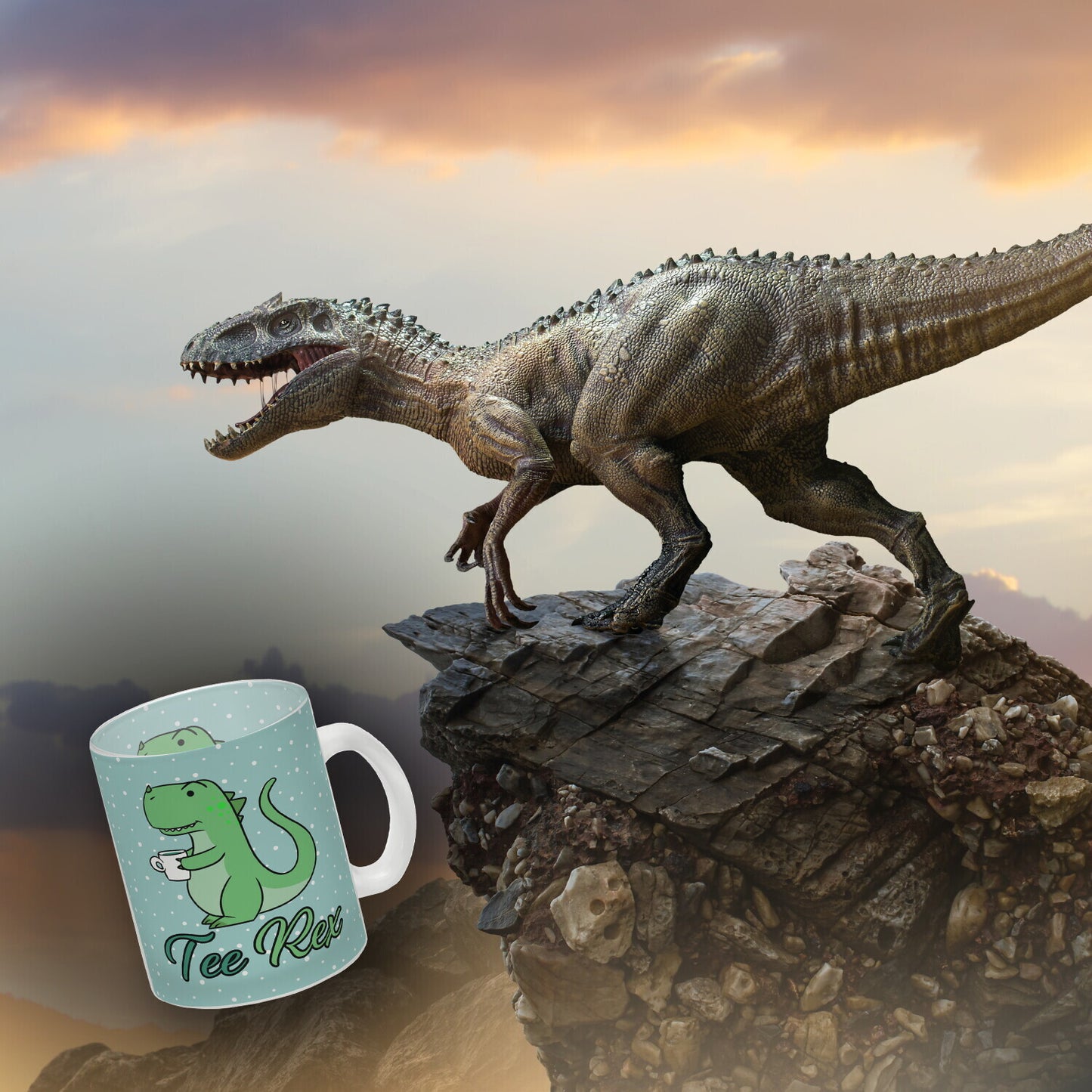 Tee Rex Glas Tasse mit Dinosaurier mit Tasse Motiv