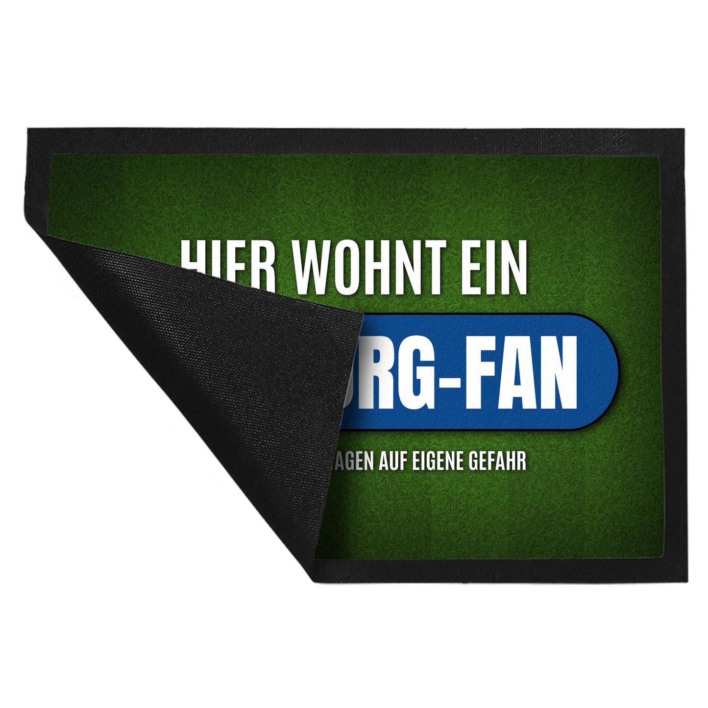 Hier wohnt ein Hamburg-Fan Fußmatte XL mit Rasen Motiv