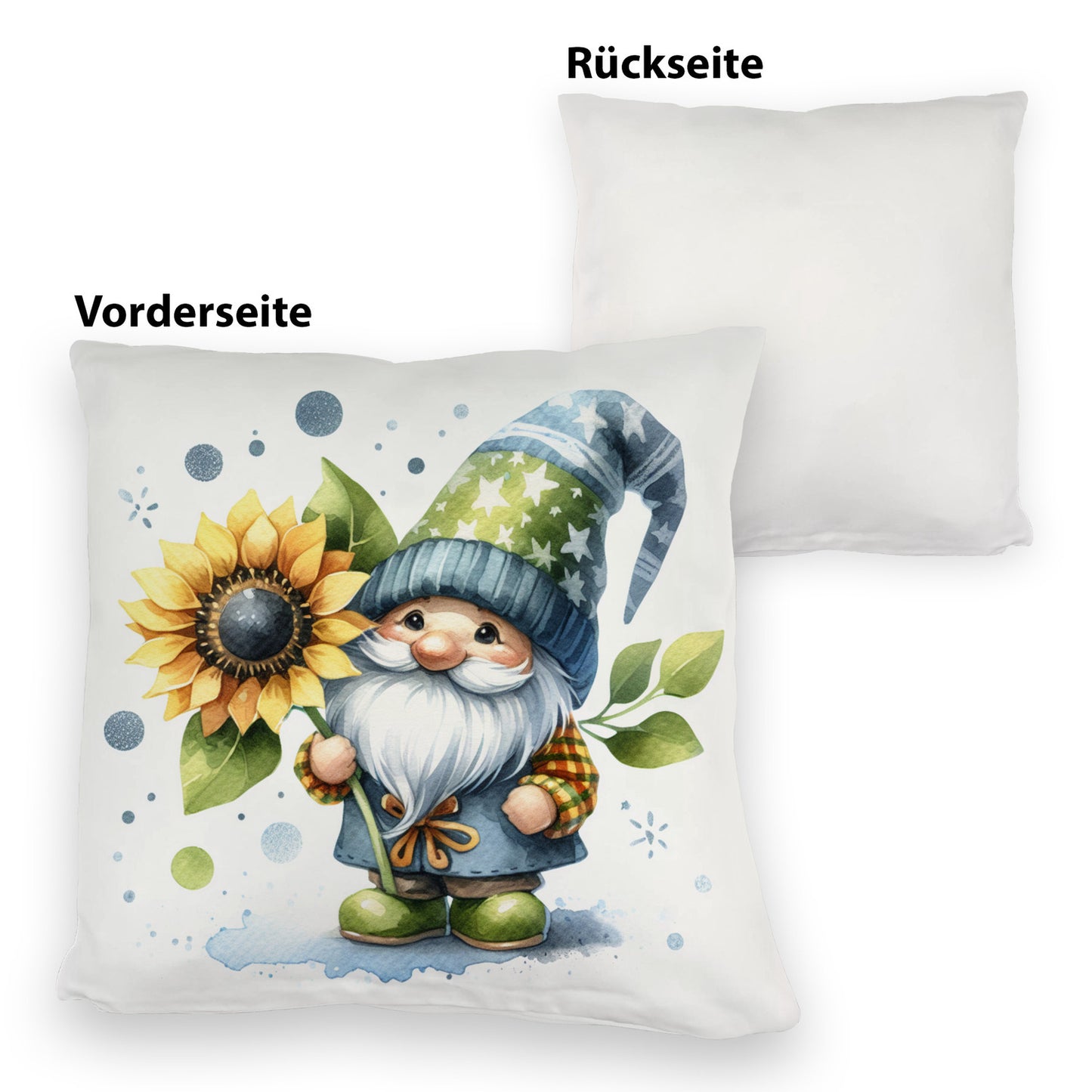 Gartenzwerg mit Sonnenblume Kuschelkissen