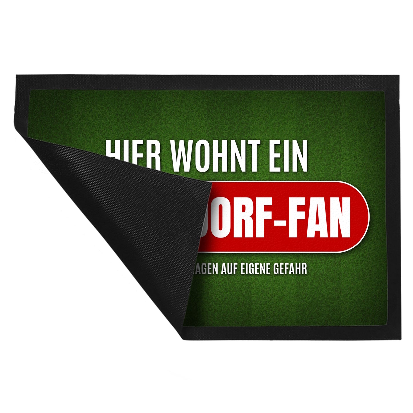 Hier wohnt ein Düsseldorf-Fan Fußmatte XL mit Rasen Motiv