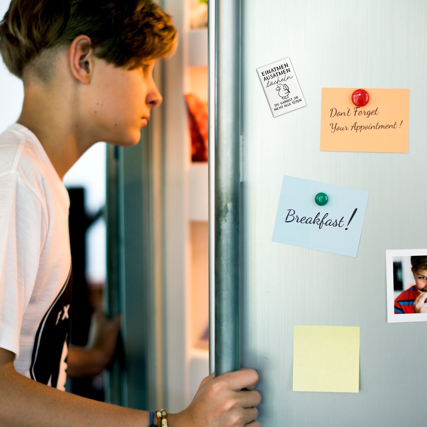 Ente mit Küchenmesser Souvenir Magnet eckig mit Spruch Nicht alle töten