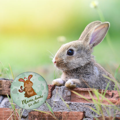 Mama, danke für alles Magnet rund rund mit niedlichem Hase