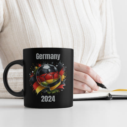 Fußball Deutschland Flagge Tasse in Schwarz