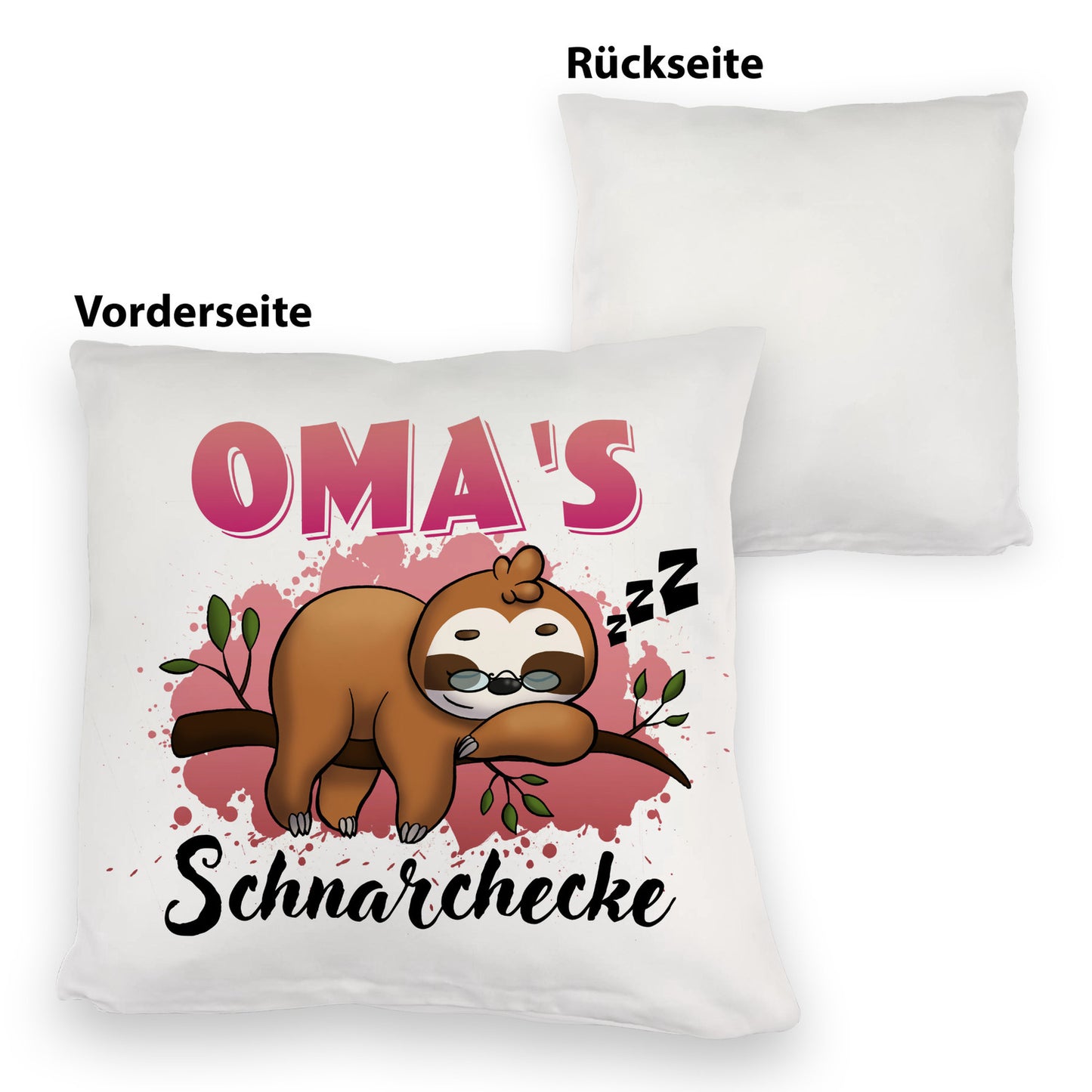 Faultier Kuschelkissen mit Spruch Oma's Schnarchecke