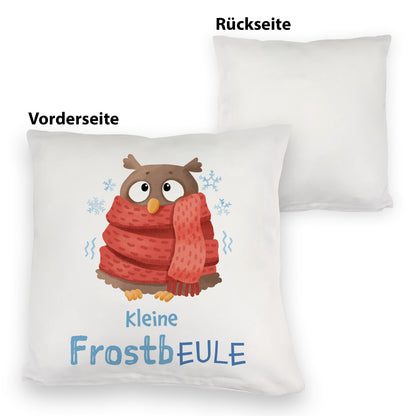 Kleine Frostbeule Kuschelkissen mit Spruch niedlicher Eule