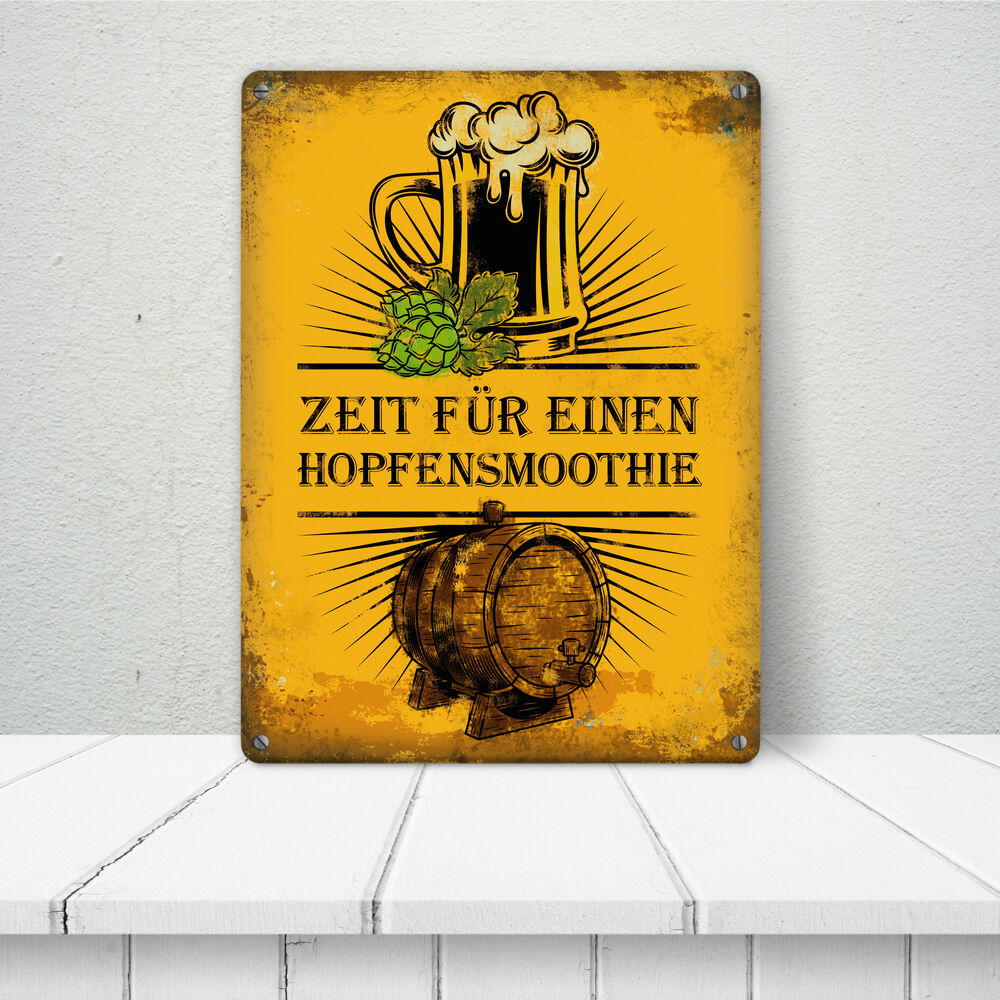 Metallschild XL mit Spruch: Zeit für einen Hopfensmoothie