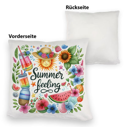 Sonne und Sommer Kuschelkissen mit Spruch Summer feeling