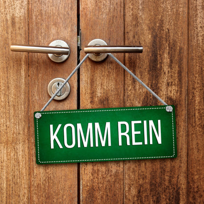 Grünes &quotBitte nicht stören - Komm rein&quot Wendeschild mit Kordel