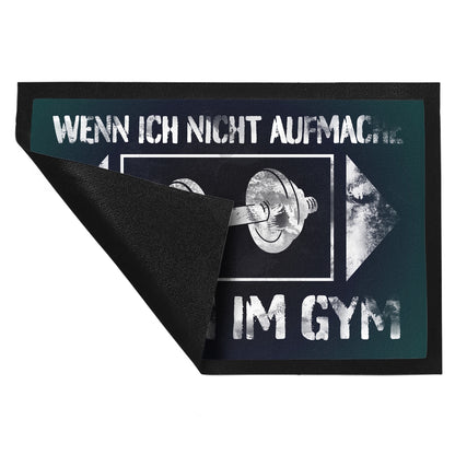 Wenn ich nicht aufmache bin ich im Gym Fußmatte XL in 40x60 cm mit Hantel