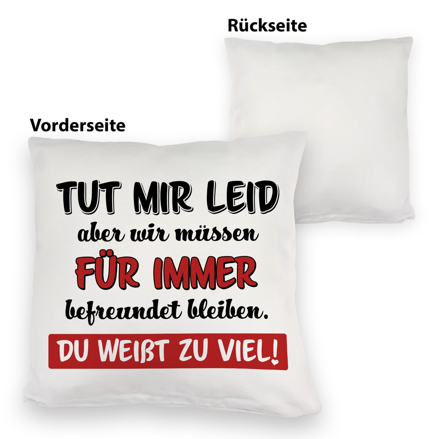 Freundschaft Kuschelkissen mit Spruch Tut mir Leid wir müssen befreundet bleiben