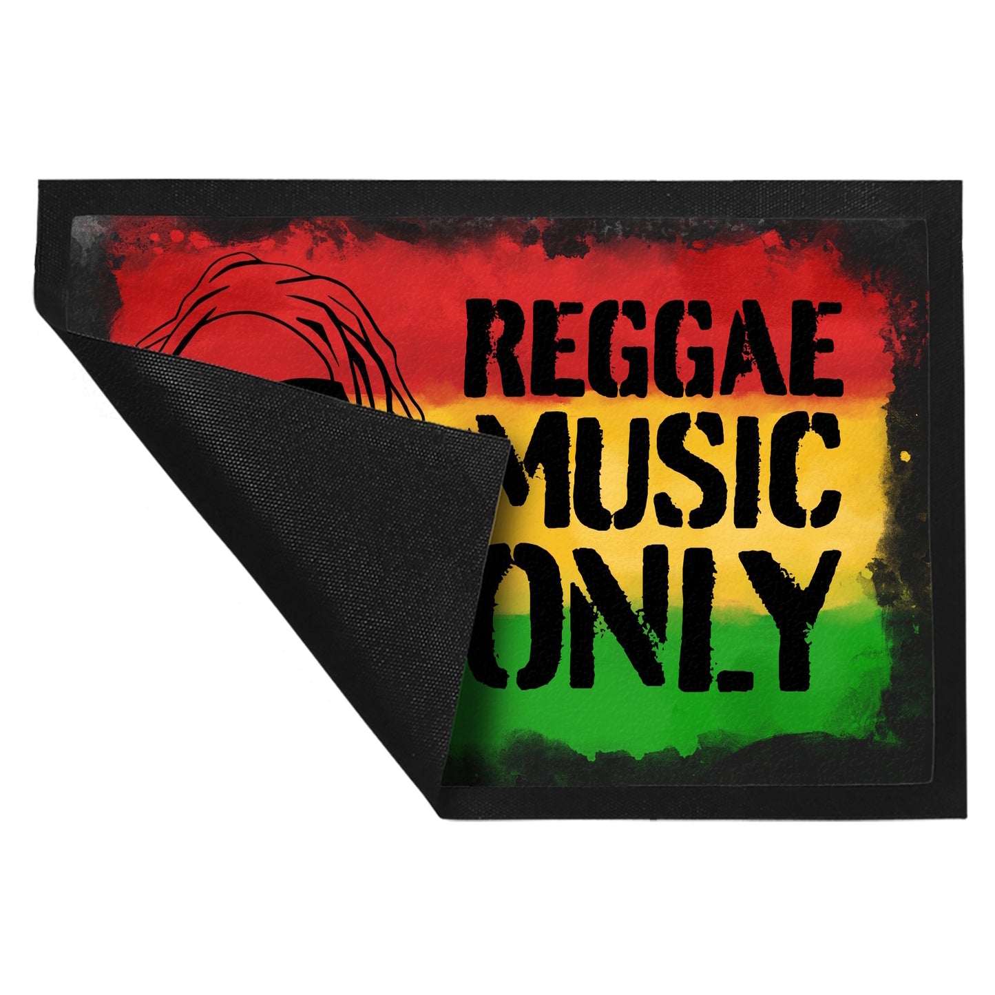 Reggae Music Only Fußmatte XL in 40x60 cm für Reggae Fans mit Rastafari Gesicht