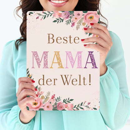 Beste MAMA der Welt Metallschild XL in 21x28 cm