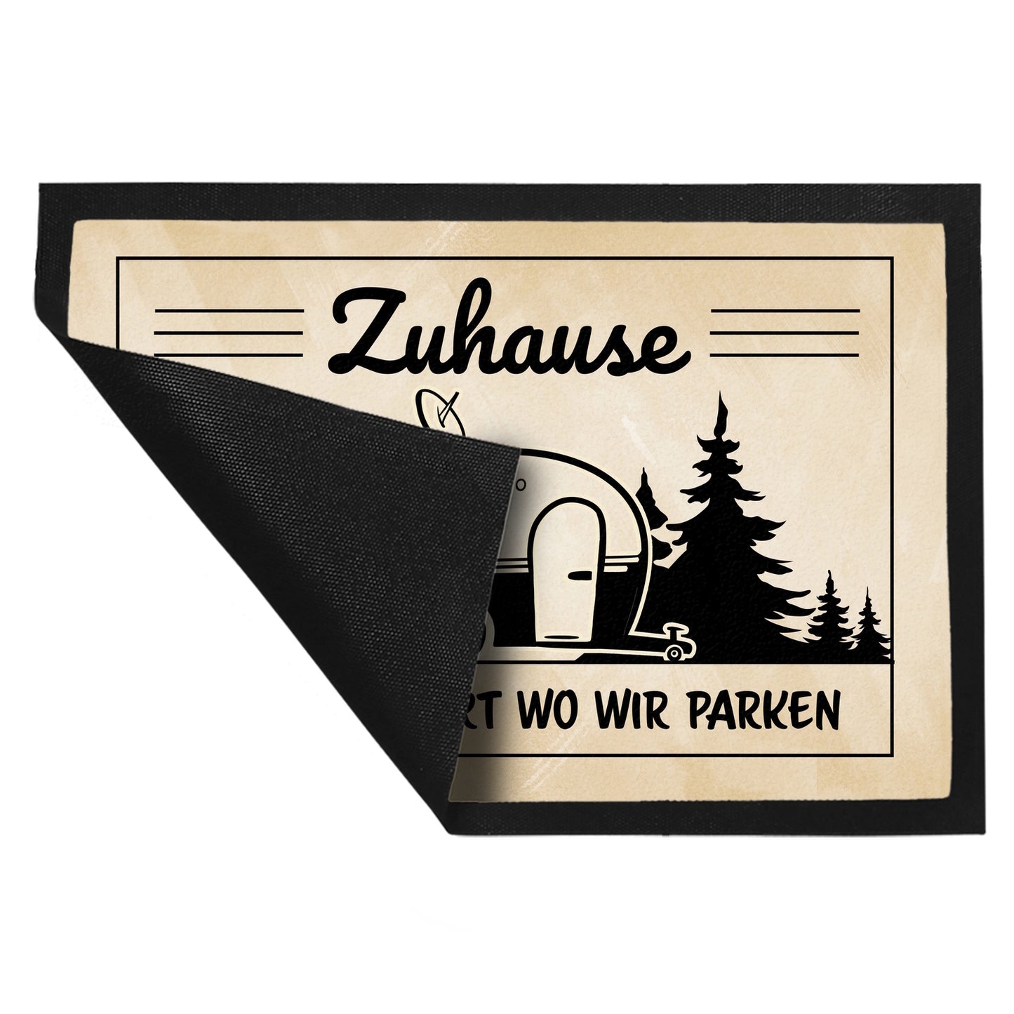 Zuhause ist immer dort wo wir Parken Fußmatte XL in 40x60 cm mit Camping-Motiven