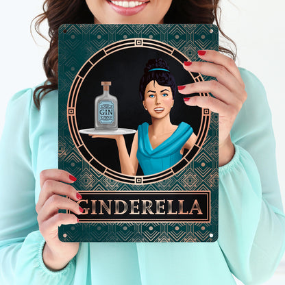 Ginderella Gin Metallschild XL in 21x28 cm für Gin-Liebhaber